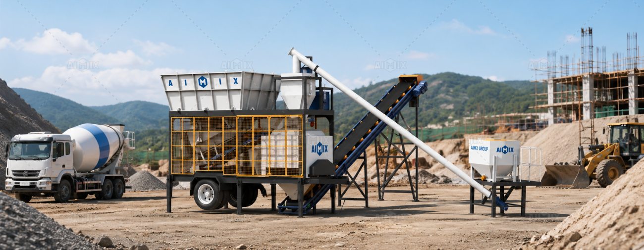 AJSY40 compact batching concrete plant solution Aimix