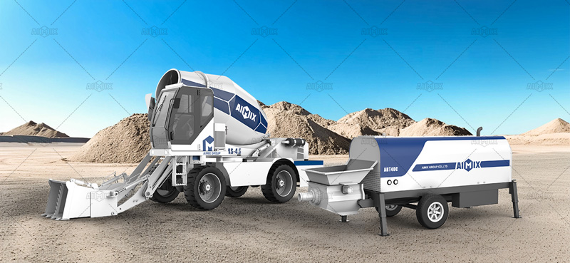 AS-4.5 Self Concrete Mixer and ABT40C Concrete Line Pump