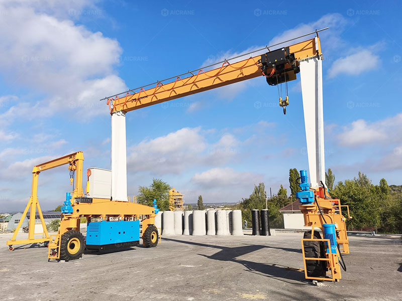 mobile 20 ton gantry crane lifting precast concrete components