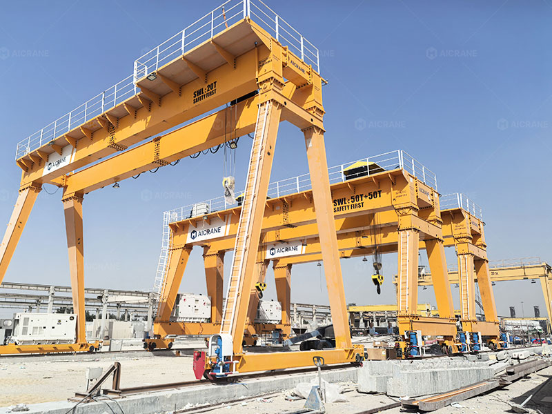 100 ton gantry cranes used in a precast yard
