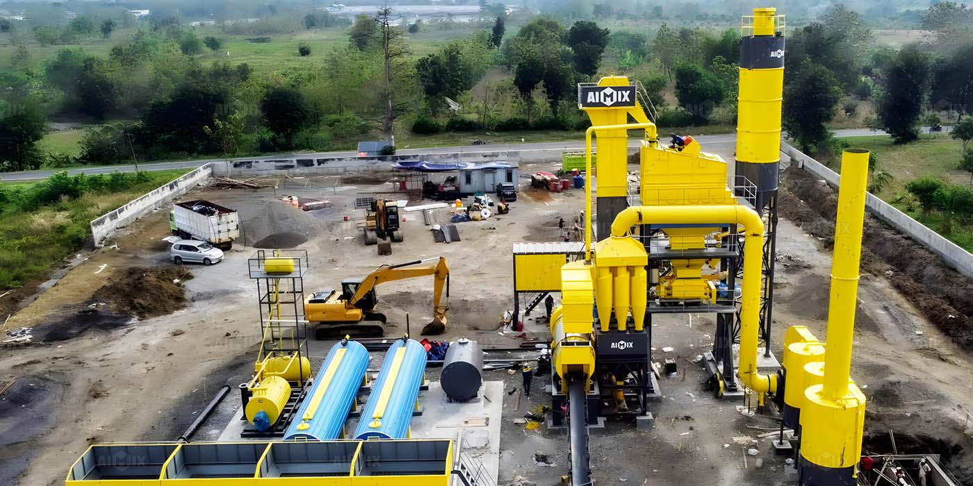 100tph stationary asphalt plant for producing asphalt aggregate in Indonesia